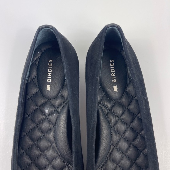 BIRDIES The Goldfinch Black Pointed Flats Shoe Suede Womens 6 Slip On Non Slip - Picture 3 of 8
